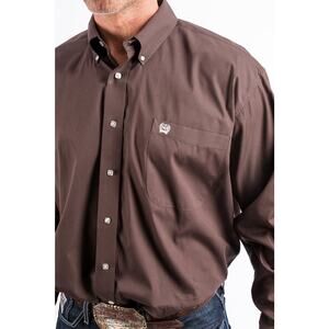 Cinch Men’s Button Down Western Shirt Solid Brown Large Cowboy Rancher